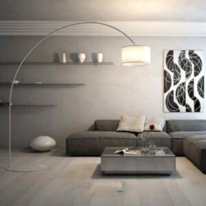 Curved arc floor lamp for bedroom
