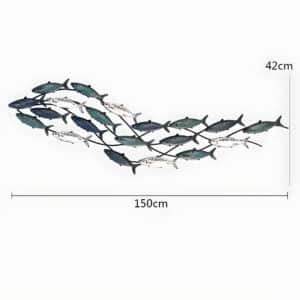 3D Metal Cluster of Fish Wall Art: Handcrafted Ocean Sculpture for Living Room, Pool, Bathroom, and Seaview Rooms