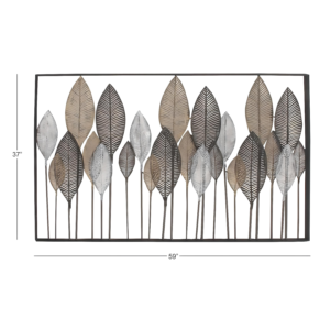 Casablanca Metal Wall Art: Elegant Champagne Brown Leaves Wall Decoration for Sophisticated Interiors