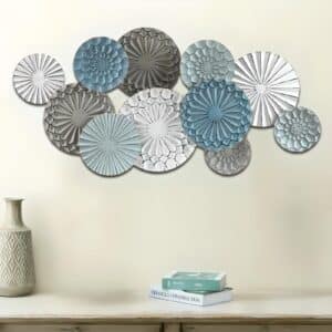 Abstract Flower Design for Living Room Decor: Vibrant Multi-Color Metal Wall Art