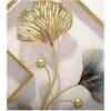 Multi-coloured Gold-Framed Wild Natural Sceneries with ginkgo leaf metal wall art (set of 3) for living room